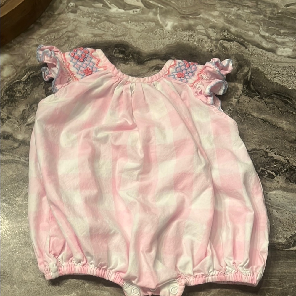 Pink and White Checkered Kids One Piece